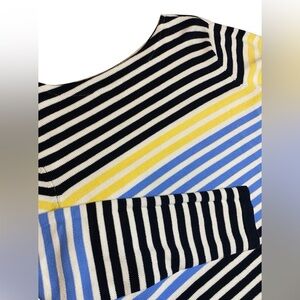 Liz Claiborne Striped Cotton Boat Neck Sweater Women’s M Coastal Classic Preppy